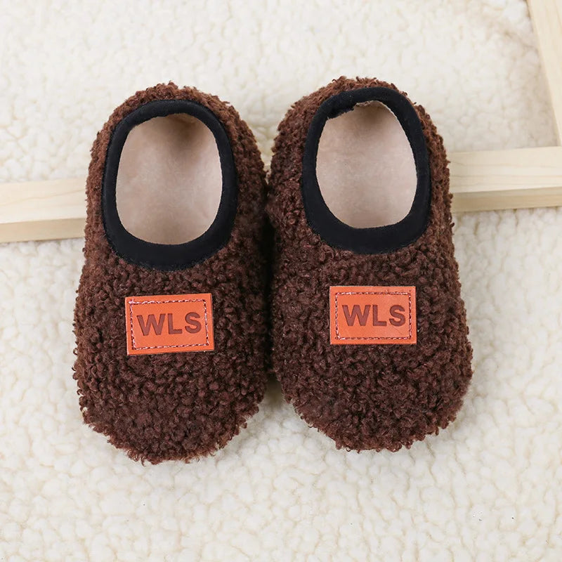 Cozy plush baby slippers