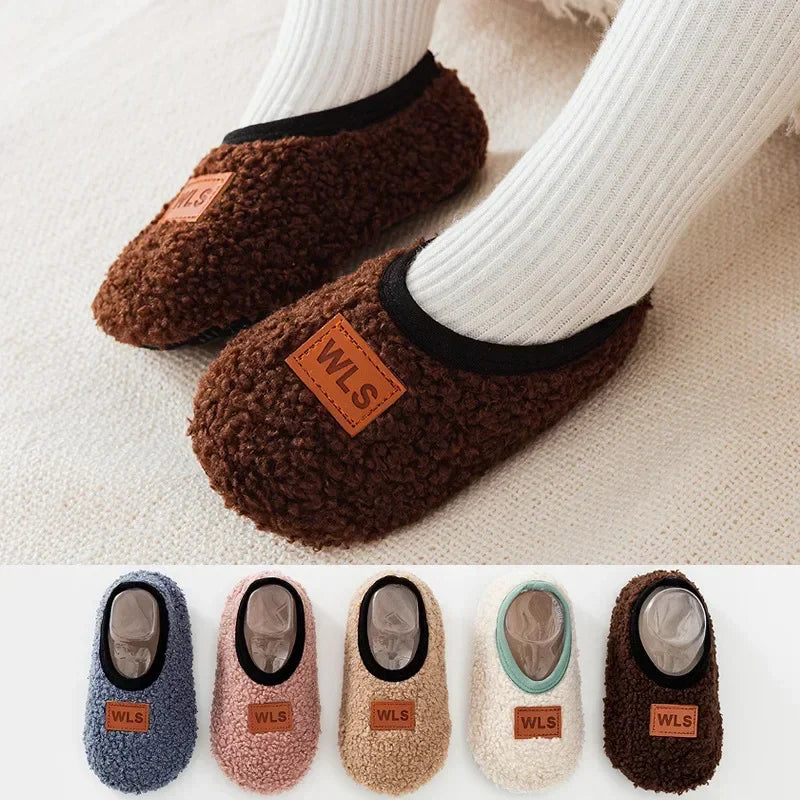 Cozy plush baby slippers