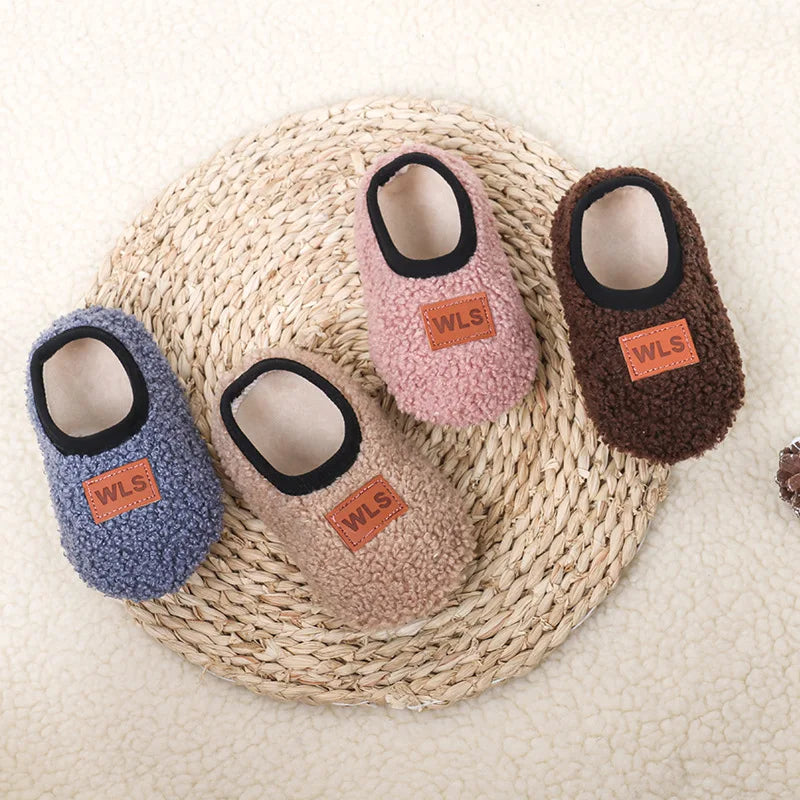 Cozy plush baby slippers